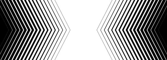 Black halftone arrow pattern. Repeated fading triangle gradation background. Arrows pointing to center direction backdrop. Thin to thick speed line concept texture for poster, banner, cover vector
