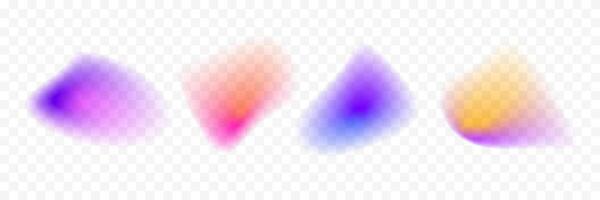 Abstract blur gradient shape set. Pastel colored smooth blob gradation collection. Y2K blurry round aura pack. Bright iridescent fluid liquid bundle for collage, template, badge, sticker. vector