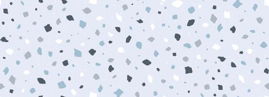 Light blue Terrazzo seamless pattern. Repeated granite stone texture. Color Italian mosaic surface design for paving decoration, floor tile swatch. Repeated Venetian marble background concept vector