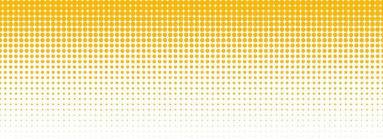 Yellow halftone gradient texture. Vanishing cartoon polka dot background. Repeated dotted gradation pattern. Fading comic pop art overlay backdrop. Raster halfton patern effect wallpaper. vector