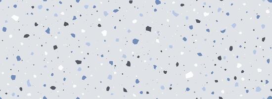 Grey blue Terrazzo seamless pattern. Repeated granite stone texture. Color Italian mosaic surface design for paving, floor tile swatch, decoration. Repeated Venetian marble background concept vector