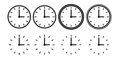 Set of line clock icons vector