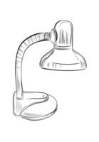 Desk reading lamp outline drawing sketch vector