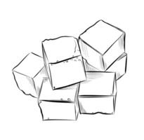 Stack of sugar cubes hand drawn vector