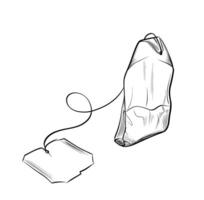 Open tea bag with label sketch vector
