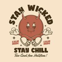 Devil character. Chill Out with a Wicked Devil in Calm Meditation Mode vector
