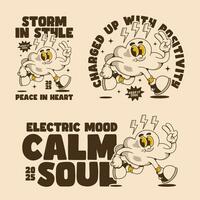 Cartoon Thunder Cloud Spreading Positivity with Electric Vibes vector
