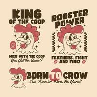 Bold Rooster Graphics for Retro Farm Style Prints vector