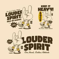 Rock Hand Character Collection with Bold Retro Style vector