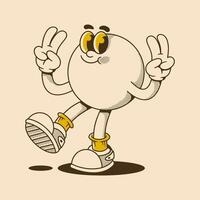 Cute Retro Cartoon Character Spreading Double Peace Vibes with Style vector