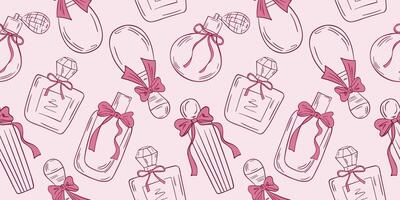 Vintage pattern with perfume bottles and bows vector