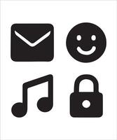 Essential Icons for Messaging Music Security and Emotions vector