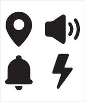 Essential Icons for Alerts Location Sound and Power vector