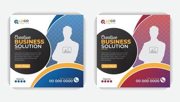 Unique and creative square web banner for social media post template design vector