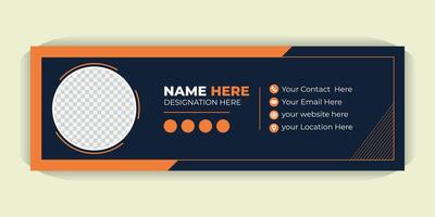 Stylish Corporate Email Signature Template, Customizable HTML Templates with Photo, Contact Info and Social Media Icons for Professional Branding in Gmail and Outlook vector