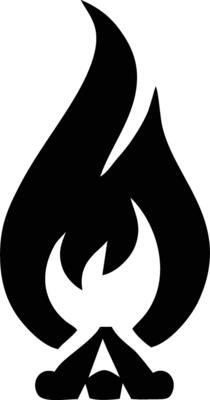 Simple Black and White Campfire Silhouette
