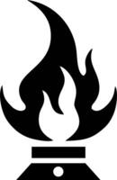 Simple black and white fire icon on a stand. vector