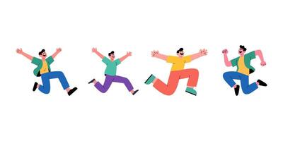 Four people jumping in different poses vector