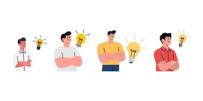 Illustration of people with light bulb idea vector