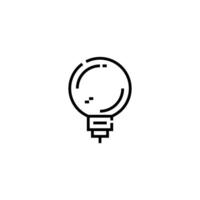 A black and white line drawing of a light bulb vector