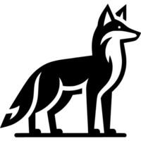 Tattoo of cautious fox looks ahead in monochrome. Engraving minimalistic image in black ink drawing on white background vector