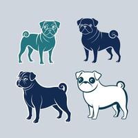 silhouette of a cute outline pug vector