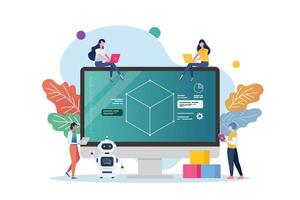 Scene of 3D modeling class vector