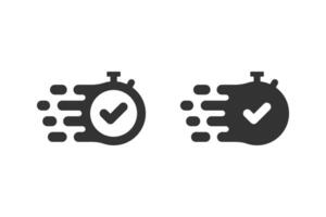 Stopwatch with a checkmark icon. symbolizing quick response, speed, efficiency, and a completed task. Suitable for deadlines, time management, and successful completion. vector