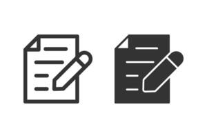 Document and pen icon. Symbolizing writing, editing, or note-taking. Perfect for websites, apps, or other design projects vector