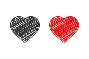 Hand-drawn illustration of a heart shape filled with scribbled lines. Perfect for Valentine's Day, love, and romantic themes vector