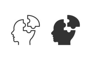 Human head with missing puzzle pieces. Representing a concept of problem solving, creativity, and cognitive function. Ideal for educational materials, business presentations, and psychological themes. vector