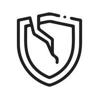 Broken Shield cyber security line icon vector