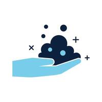 Using soap with hand flat icon vector