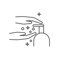 Using hand sanitizer icon outline vector