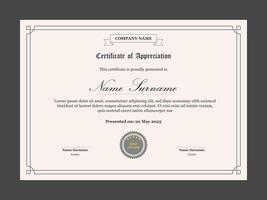 Retro style certificate of appreciation template vector