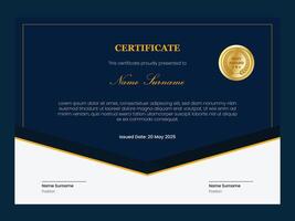 Multipurpose certificate design template with blue and gold color vector