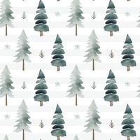 Winter seamless pattern with snowy trees. Christmas pattern. Wintertime backgrounds. Cute watercolor fir trees. vector