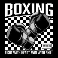 Illustration of boxing gloves with a checkered background and motivational text vector