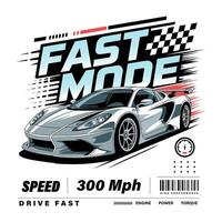 Modern supercar graphic showcasing speed and high performance vector