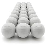 A row of volleyball balls on a white background photo