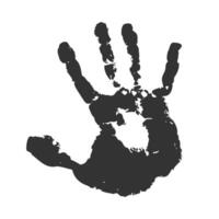 Human child hand print icon symbol. hand shape fingerprint logo sign shape. illustration image. no, dont, prohibited, do not enter. Isolated on white background. vector