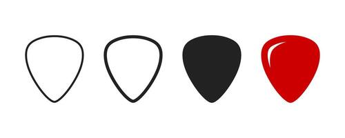 Set of blank solid and line guitar picks icon. Guitar pick icons isolated on white background. vector