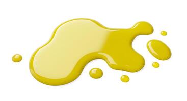 A yellow liquid splat on a white background photo