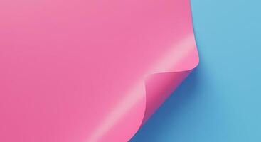 A pink and blue sheet of paper with a corner photo