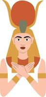 Tefnut goddess peeking, Egyptian Goddess Hathor Icon Art vector