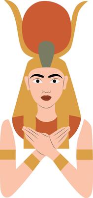 Tefnut goddess peeking, Egyptian Goddess Hathor Icon Art