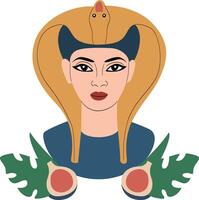 Renenutet goddess peeking, Goddess of the Harvest, Egyptian Queen Cobra Figs Art vector