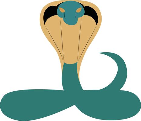 Wadjet goddess peeking, Teal Cobra Digital Art Illustration.