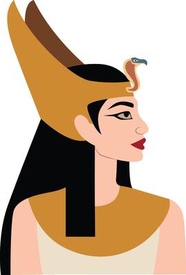Meretseger goddess peeking, Goddess of the Valley of the Kings, Egyptian Queen Profile Art Deco Style