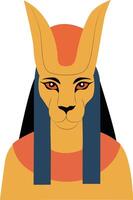 Tefnut goddess peeking, Egyptian Cat Goddess Bastet Icon Art vector